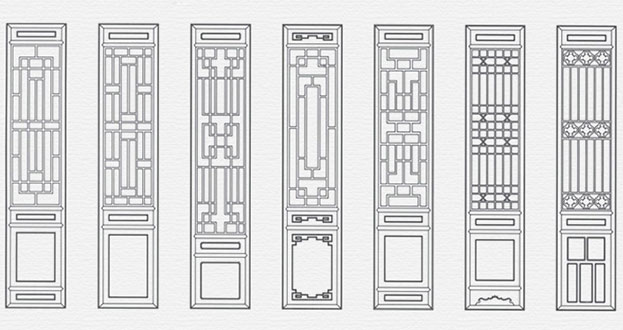 井研常用中式仿古花窗图案隔断设计图